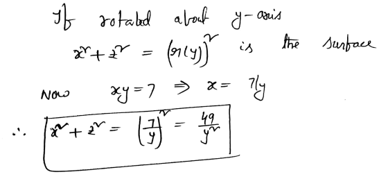 if rotated about y-aris the surface +27 - forly is arte xy=7 » x= Now Ply 49 a+2 ( 3) yr
