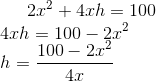 2.1? + 4.ch = 100 4.ch = 100 -2.22 100 - 2.c 4.