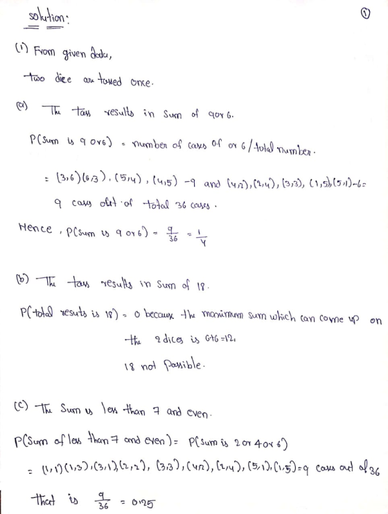 soktion Fiom given d, dee anu tuued onke [3,6)(6/3), (5,v), (4:5) and (yn),(Lv), (3,3),Uv5b(5)-6- -9 : Hence 36 h marwmm Sum which can Cone 1 not PoMible en ton and even Sun Coi>