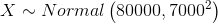 X ~Normal (80000, 70002)