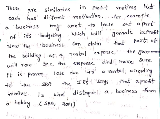 There each has diffevnt motvaion, -for examf a businesswant to leasc out afart are similaries in Proft motives biot No the bo