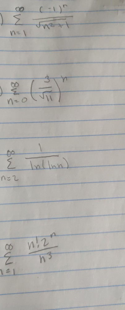 (-1) n=1 nzo 00 E Inlinn) nez 00 E n! 2n h3