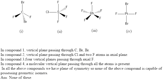 CI Br (iii) (iv) In compound 1, vertical plane passing through C, Br. Br In compound 2, vertical plane passing through Cl and