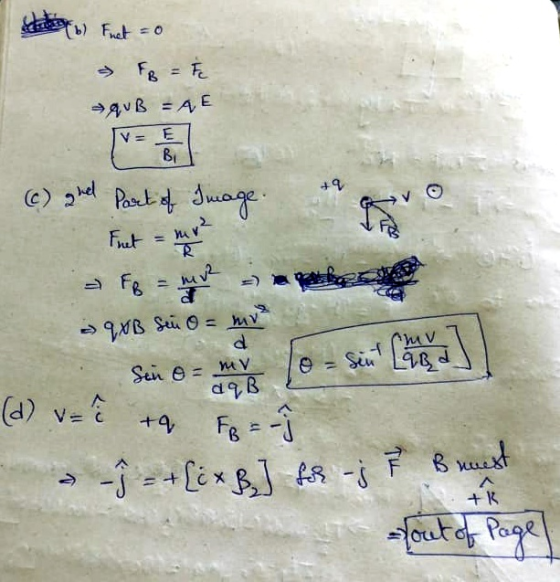 Set (6) Fuct = 0 & FB = F quB = AE +9 (c) and Part of Image Fet a mai &qXB sin 0 = mve Sin e = mv (osin me dB) (d) v = i + FB