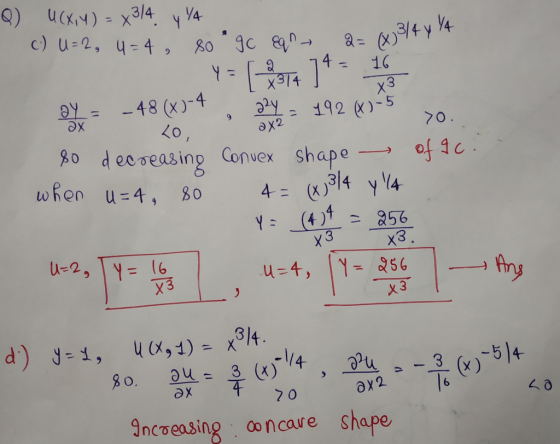 Q) M(x,y) = x3/4 Y YA c.) U=2, 4 = 4, 8o gc qqn a= (x) 3/4 4/4 Y= [XT+ 14 = BY = -48(x)=4 , 24 = 192 (6)+5 7o. ax 20, ax 80