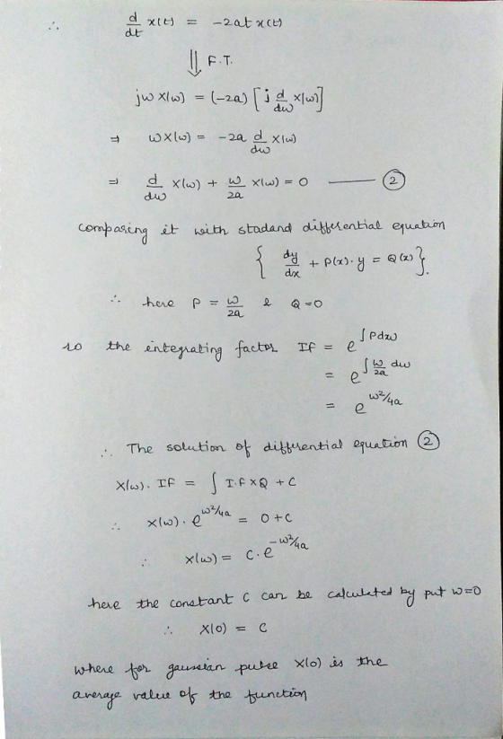 .xt&J ー2.at χ(t) = dud ω x lu) _ 2a a.xlu) 2. 2a it with studand dibbioniat equatin 20 ro the ent 2 QL =e The solution e Lw 3
