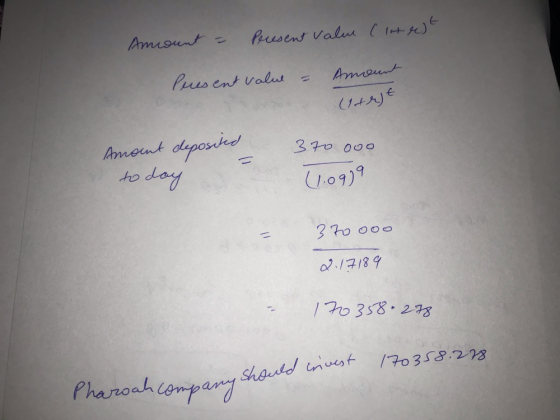 Amount = Present value (le rest Present value Amount (1+rt Amount deposited 370 ooo to day 11.0999 370ooo 2.17189 170358.278