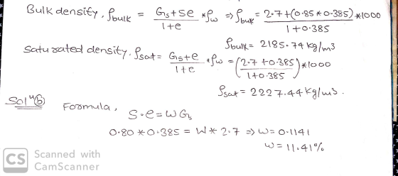 ite I+0.385 Bulk density, Soulk Gist se xfu -> Spur= 2.7+(0.85 *0-385) *1000 Soulk= 2185.74 kg/m3 saturated density. Isat= Gs