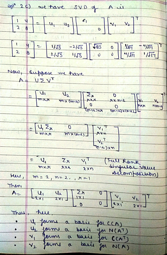 sigg 2 c) we have SvD of A in 1 61 . u, Ug 으로 2 8 185 0 2 1/35 2/15 -2155 1155 8 o o 155 IST Now, suppose we have Α! ΟΣΥ ui