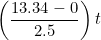 \small \left ( \frac{13.34-0}{2.5} \right )t