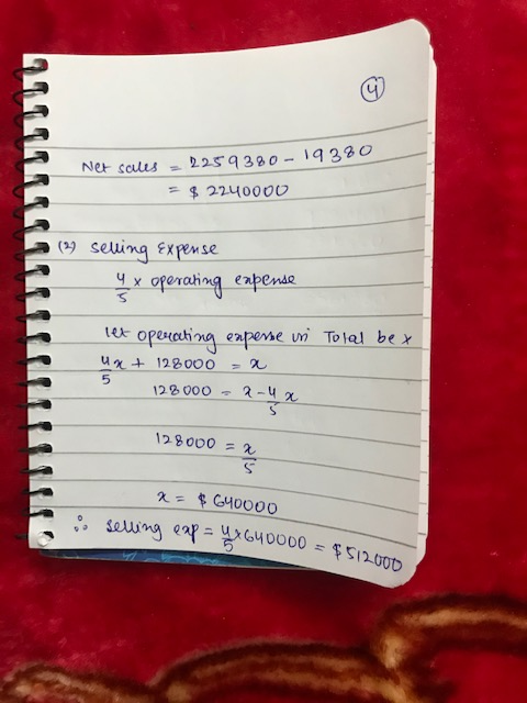 v Neн cculu , 22430 - 14320 o = $ 22щоооо v v (²) selling Expense Чx operating expende v v Tolal bex let operating expense un