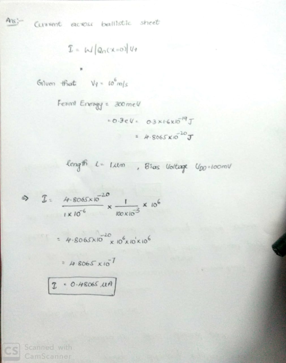 Ans Current Carballistic sheet I wlan (x=0)| 4+ Girven that Vy 10 m/s Feant Energy = 300 met -0-30V. 0.3x16x1019J = 4.8065x16