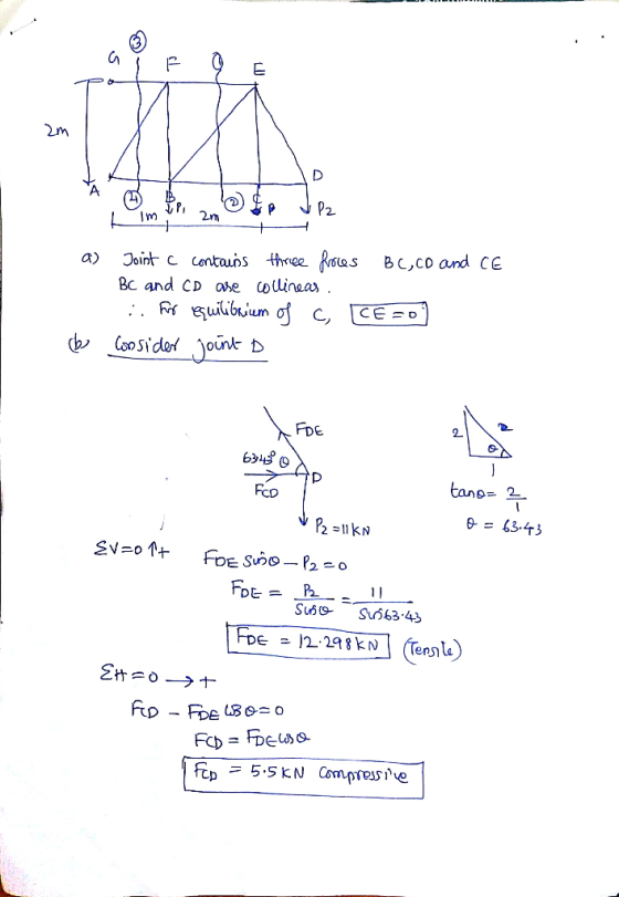 ㄈ im 2 lm a) Joint c centauns three s BC and CD OR Collineas Bc,co and CE 2 FcD tane- 2 DE P tp = 5-SEN Con pressre