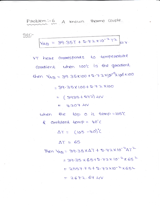Pstoblem A nn thesmo Couple VT hese Costes pond t temeectus e Cosidient uten 100℃ 15 the goadient then V ( 3935 + 272) when t
