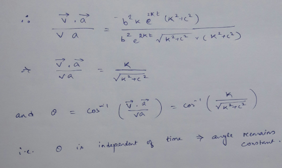 u v a - 62 x 2x t (K ²4 (²) - 2 2K2 J K 2+(2 & (K²4 (²) O v va angle time of reemains constant. independent inc. O is