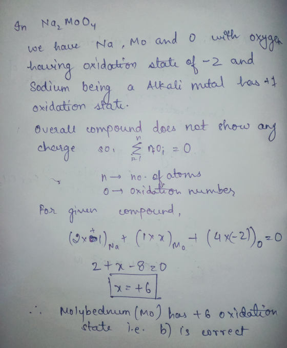 In Na Mo Oy we have Na, Mo and o with oxygen iz ( n having oxidaction state of -2 and Sodium being a Alkali metal has off oxi