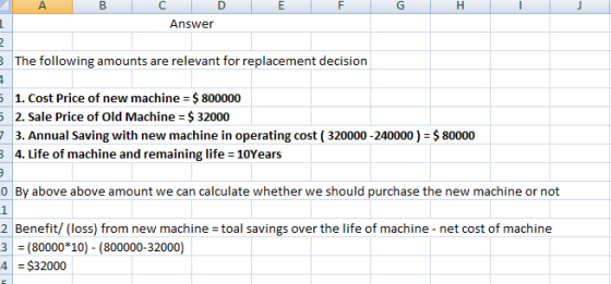 E F C D Answer 3 The following amounts are relevant for replacement decision 5 1. Cost Price of new machine = $ 800000 5 2. S