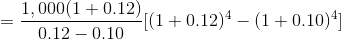 1,000(1 +0.12) 2(1+0.12) -(1+0.10) 10.12 -0.10