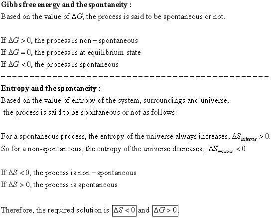 Gibbs free energy and the spontaneity: Based on the value of AG, the process is said to be spontaneous or not. If AG > 0, the