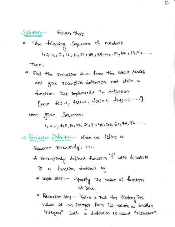 Sdutton: _ Given that The tollot Squence of numbee Then Find tfe secux^tve sule rom the above Rexceg and atve Securive definf