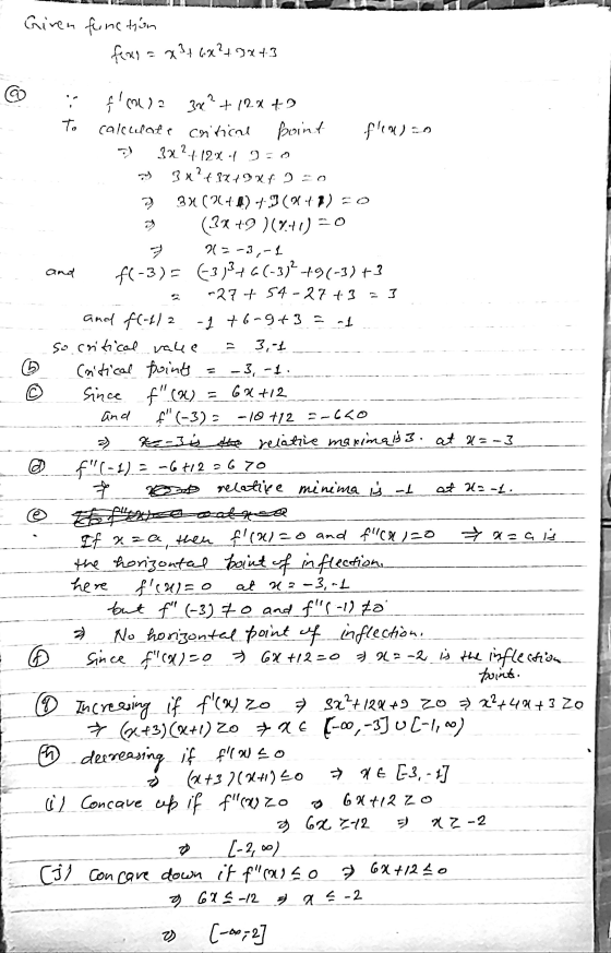 Given function fear G 346X?+ 9x +3 / : 0902 36? + 12x + 2 to calculate critical boint flen) 20 3x+12% 1 90 3x?+ 9x+3x+ 2 = 0