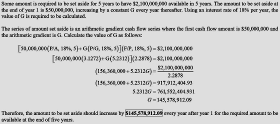 Some amount is required to be set aside for 5 years to have $2,100,000,000 available in 5 years. The amount to be set aside a