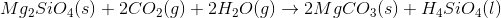 Mg2 Sio (s) + 2C02(g) + 2H2O(g) + 2MgCO3(s) + HASIO (1)
