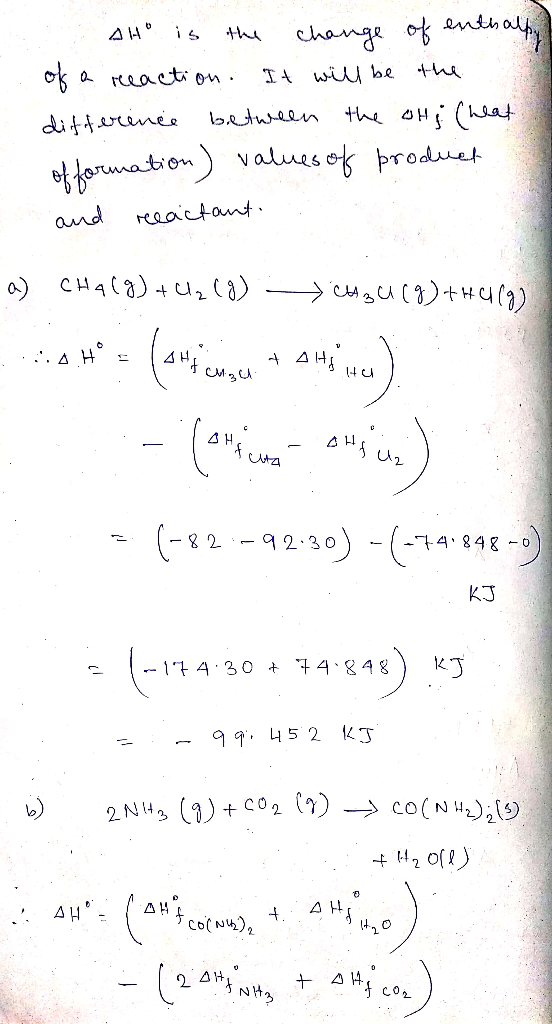 AHO is the change of enthalpy of a reaction. It will be the difference between the Ohi (heat of formation) values of product