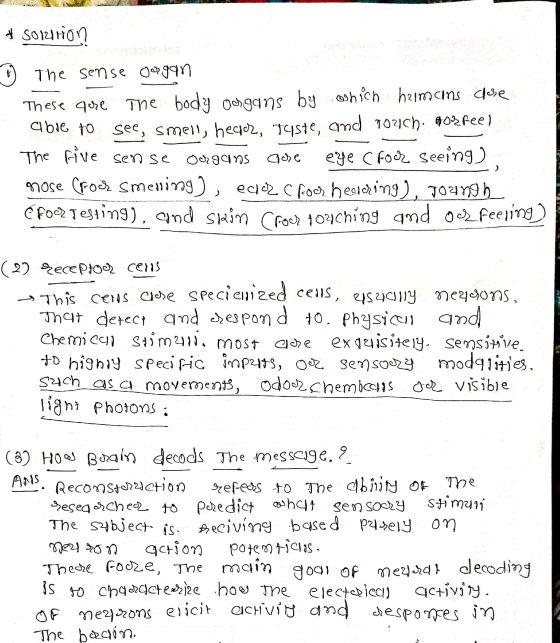 of solution ŷ The serise organ These are the body oorgans by cohich heimains close able to see, smell, hegor, taste, and 102c