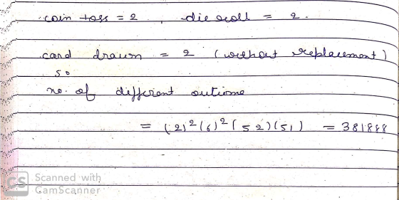 coin toss = 2 die voll = 2.1 ..cand drawn - 2 (without replacement عمليه لهعهلنة له . هه = ) (ی) 2 ر2 کا ( و عن 36 - Scanned