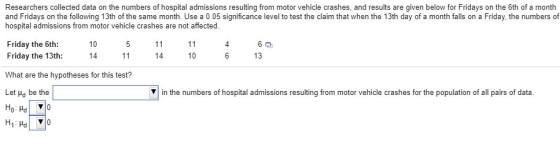 Researchers collected data on the numbers of hospital admissions resulting from motor vehicle crashes, and results are given