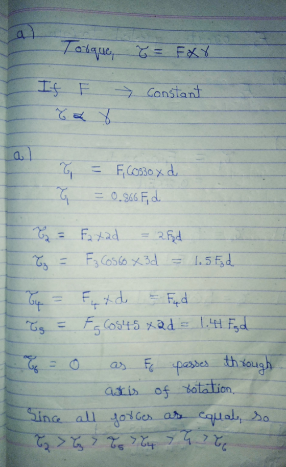 Torque, T = For If l > Za 8 Constant G G = F. COBO xd = 0.866 F d B = z = Farad = 2Fpd F3 Costo x3d = 1.5 Ezd Te = ferd & Fud