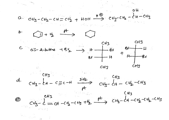 OH -CH₂-CH-CH3 a. CH₃ -CH2-CH=CH + HOH b. a + b As CH3 . CH3 Cis-d-butene tBy H BXBtu Byt H tot By CH3 CH? CHIT Hq-ti - CEC-H