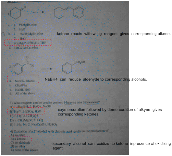 a 1. PhMglr, cther 2. H 1. PCH MgBt, cther ketone reacts with wittig reagent gives corresponding alkene. (ClssP-CHCHs THF d L