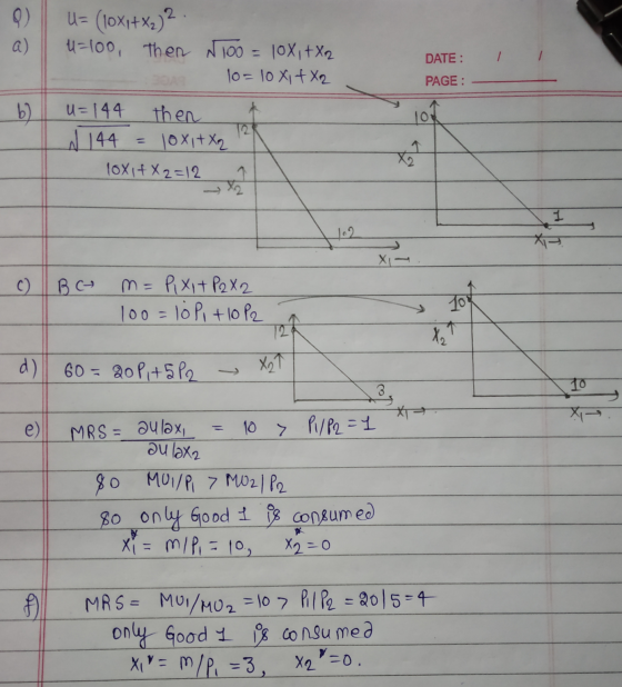 2. a) U= (10x1+x2)2 4=100, Then N100 = 10X, 4X2 10=10x1 + X2 DATE: 1 PAGE: b) Joy 2 U= 144 then W 144 1oxi+ X2 loxi+ X 2=12 1