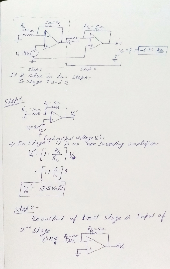 Sort Blog Trator ot Vo = ? = -6.75 Ane 1 vs av I V=9v 1 Step 2 Stet i It is solve in two In I and 2 Steps: Stage Step REP SR