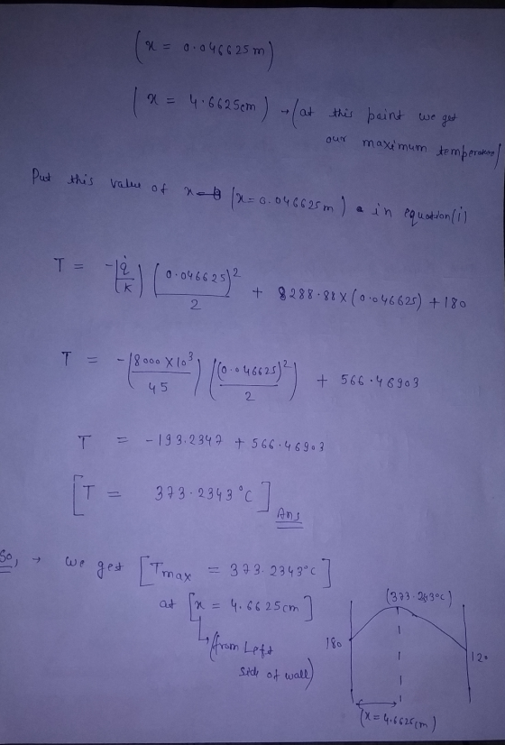 n = 0.0466 25 m x = 4.6625cm) + (at this point we get maximum temperature our Put this value of net (-0.046625m) a in equatio