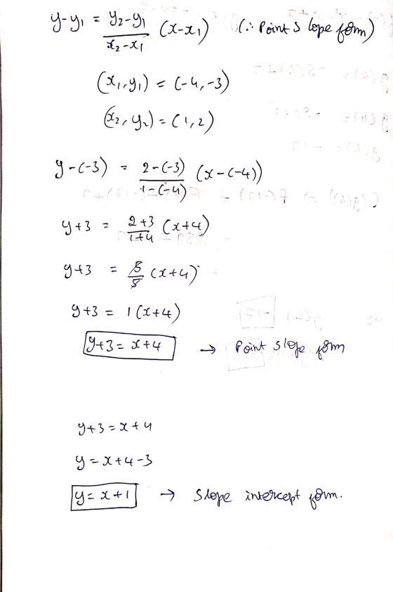 az - x y-y, = 92-91 (x-x1) - Points lope jam) (X,«91) =(-4,-3) The Basso 22..) = (1,2) 9-(-3) = 2-(-3) (x-(-4)) 1 + (-1-(-4)