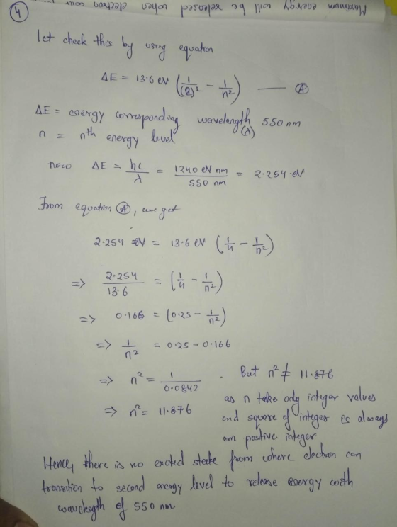 © mos wapo vayas posoape og mom hbrana wansoy let check this by using equation 1E = 1346 ev (s2 - hos) — ® LE = energy corres
