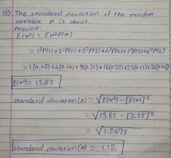 132 The standaorl deviaticn of the rendam vamable ris about Answer Elx2) - E2PI) 12 P)+22 Pl2) +32A3)+4?P14)t5 PS)+6Pl6) 1 l0