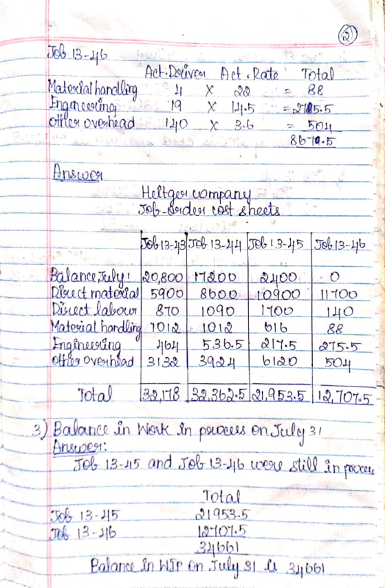 Job 13-db. Material handling Engar cering Act. Doiveen Act. Rate Total # 88 19 X 111.5 -2105.5 DO X 3.6 8670.5 olen Overhead