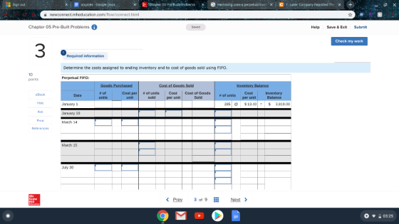 h apter 05 Pre But Problems Hemming uses a perpetual inven X C 1: Laker Company Reported The X OX Sign out 6 sources - Google