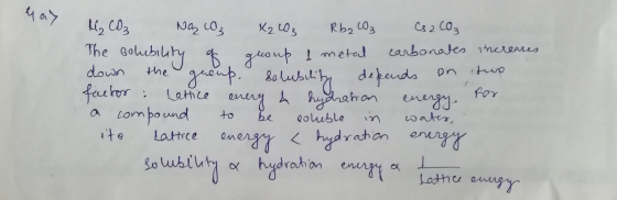 4ar Cs 2 CO3 Naz c03 K2 C03 Rb2 003 The eolubiuty B uup metal depeds hydraan canbonaten 1ereases 3r0npo Lathce doun the fasho