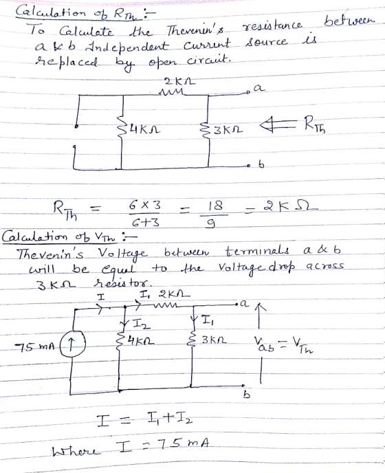 Calculation Rm ;- befec eurce L 2kた CL 4 КЛ. fh heveninsVo be Voltuged oss aL 3 K