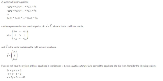 A system of linear equations Q1131 ta a2131 ta amixi atamm can be represented as the matrix equation A-X b, where A is the co