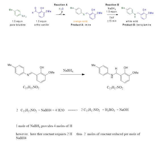 Reaction A Reaction B NaBH4 O OH он O H оме OMe 1.5 equiv OMe NH 2 THF 15 m in 1.0 equiv para-to luidine 1.0 equiv ortho-vani
