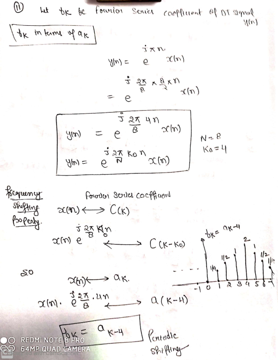 1. het ek be fourier Series coeffluent of ot signal Tok in terms of ar yo) jan e X(n) Đ. 3 (9) ano N-8 yim) = e una yo) = e k