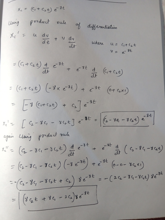 Cetcst) et Xc= Product Usng ule differentialin dv whire (G+e) 78- (artCse) e yt dt (Gitcse) ( t) yt e -9t e - 2 e. 2- G - ye