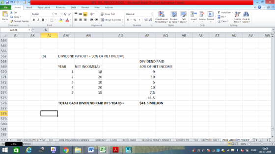 NPV, IRR, PBP,OCF,INDEX Microsoft EXcel (Pro File Home Insert Page Layout Formulas Data Review View Add-Ins - Cut AutoSum Gen