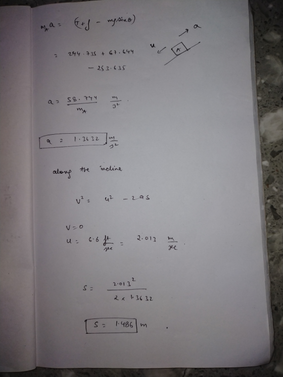 Ety - mysino) ma= 2. 294.735 + 67.644 - 253.635 58. 744 32 MA 2 1.3632 м 22 the incline along - zas V-o U- 6.6 ft 2.013 je 2